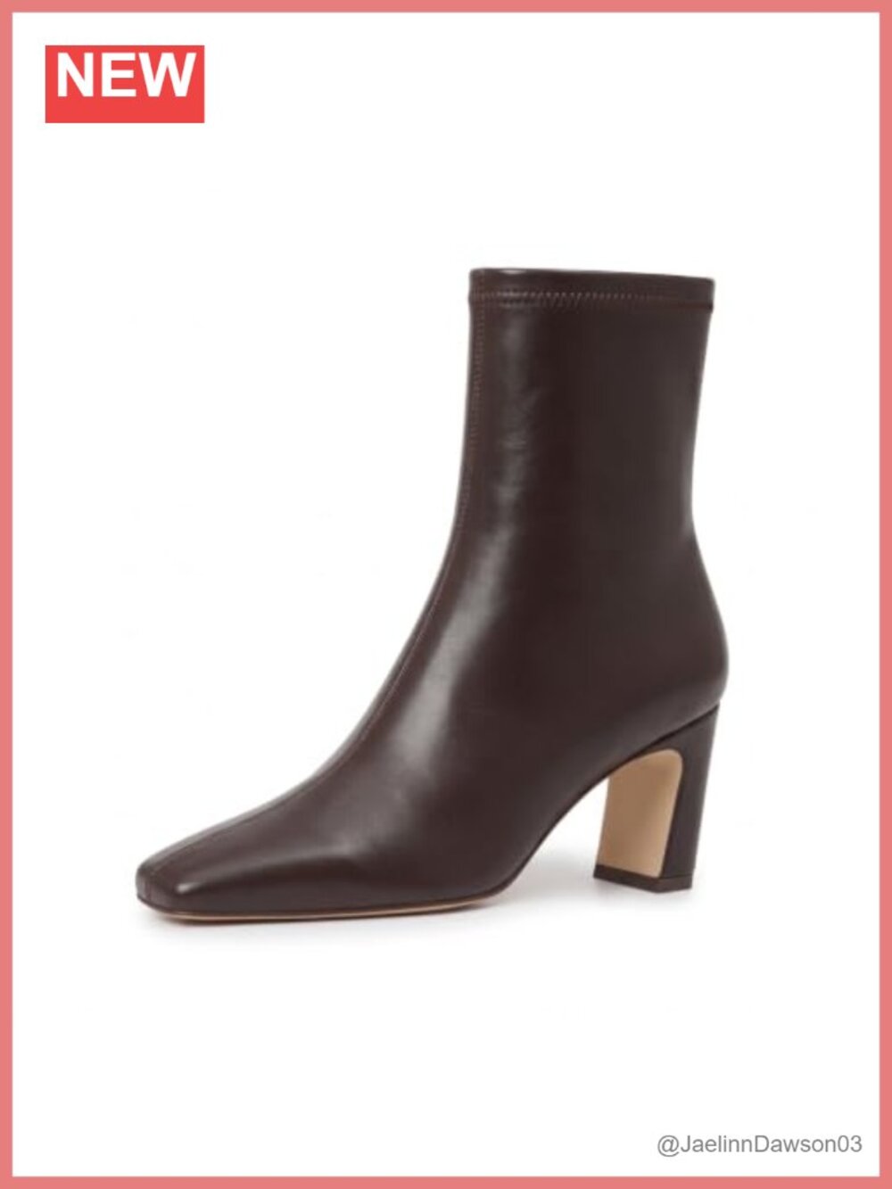 Faux Leather Ankle Boots Square Toe Chunky Block Heel Side Zip Booties